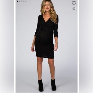 Pink Blush Maternity Black Wrap Dress